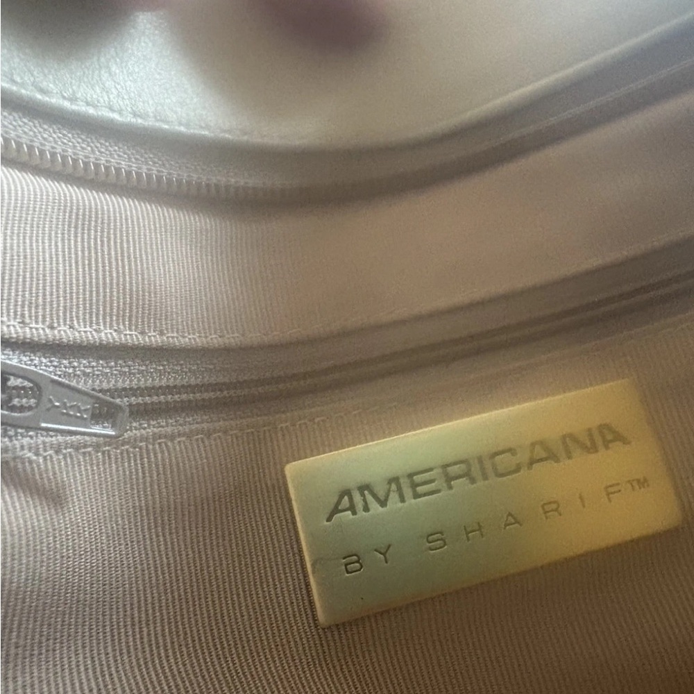 Sharif Cream and Gold Striped Crossbody Bag - Picture 8 of 8